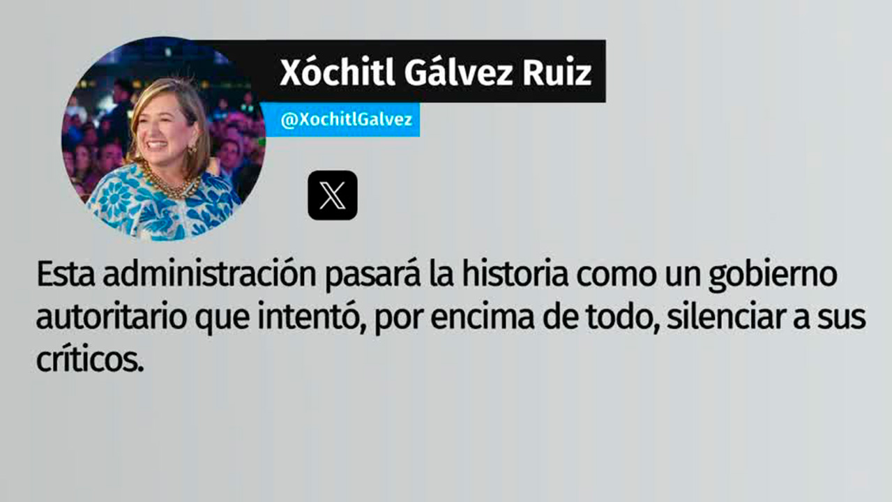 Xóchitl Gálvez denuncia que el gobierno de AMLO busca silenciar a sus críticos