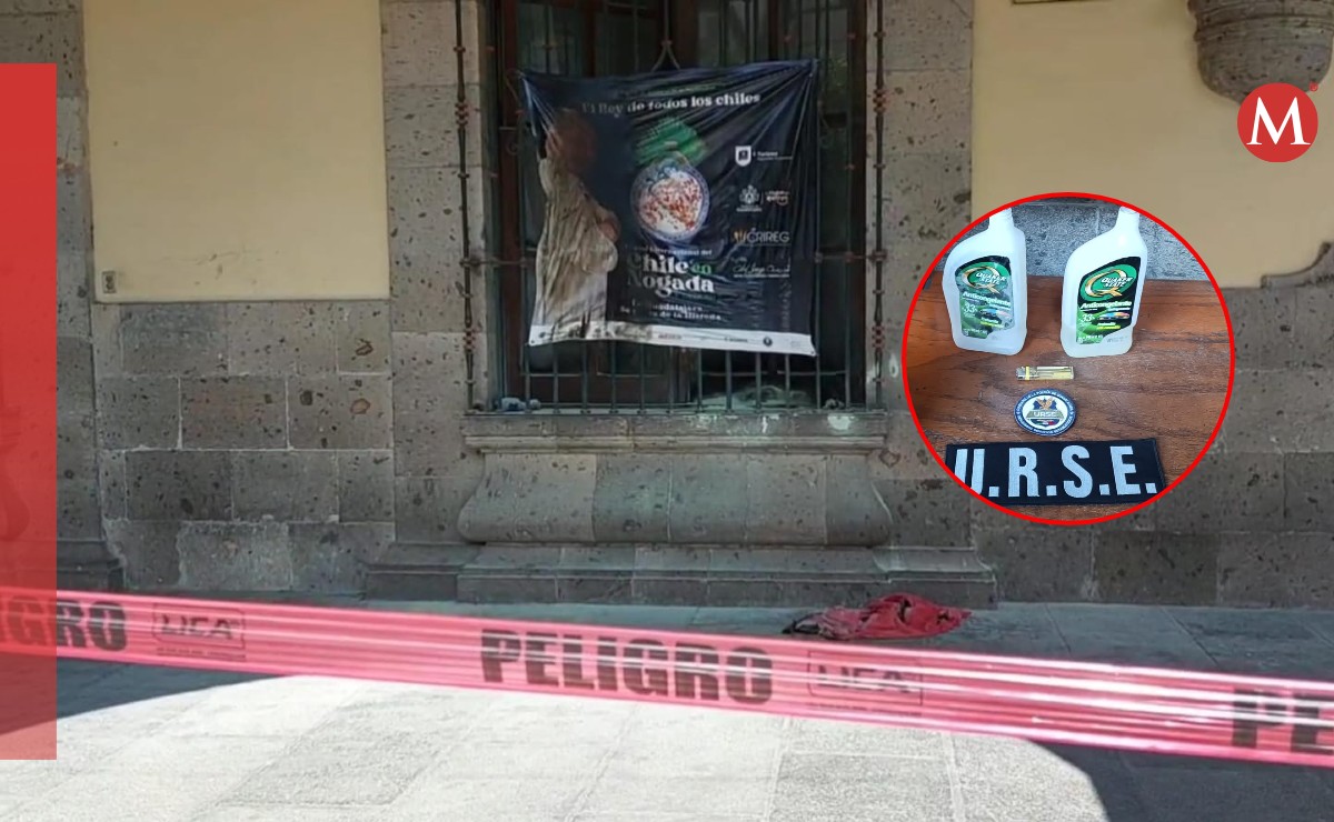 Un hombre es detenido tras intentar prenderle fuego al Palacio Municipal de Guadalajara (Usi Toledo | Diseño: Milenio)
