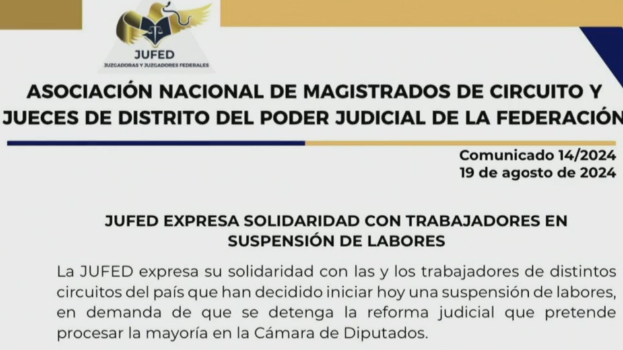 JUFED expresa solidaridad con trabajadores del Poder Judicial ante paro nacional