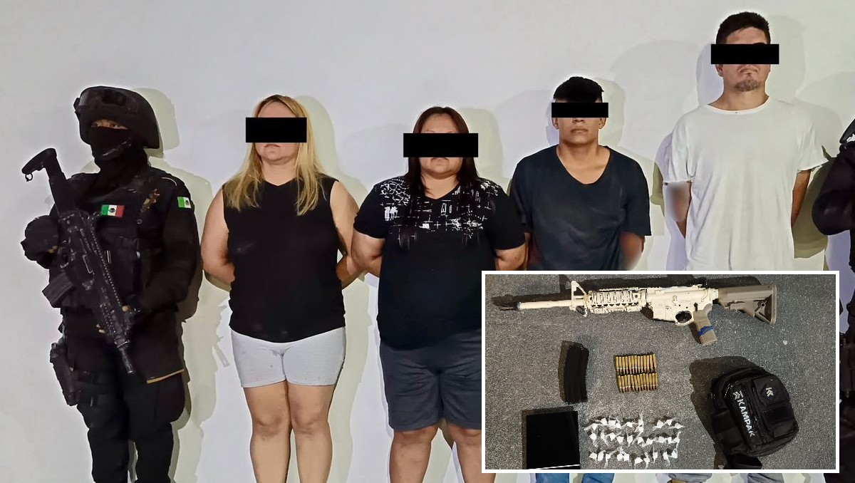 Ellos portaban un arma larga abastecida con 26 balas, 70 dosis de cristal, y dinero en efectivo.