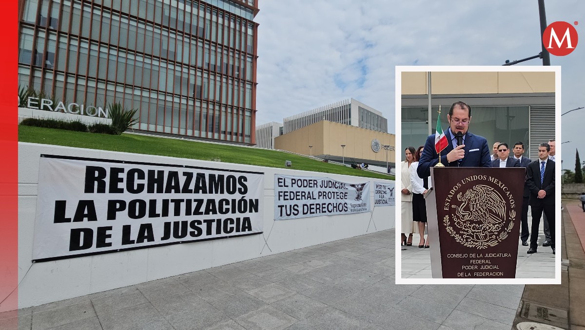 Trabajadores del Poder Judicial en Jalisco protestan contra la reforma HOY 19 de agosto (Fotos: Juan Carlos Munguía | Diseño: Milenio)