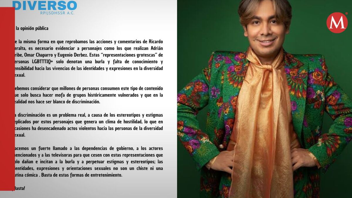 Colectivo LGBT+ confronta a  Adrián Uribe, Omar Chaparro y Eugenio Derbez | X