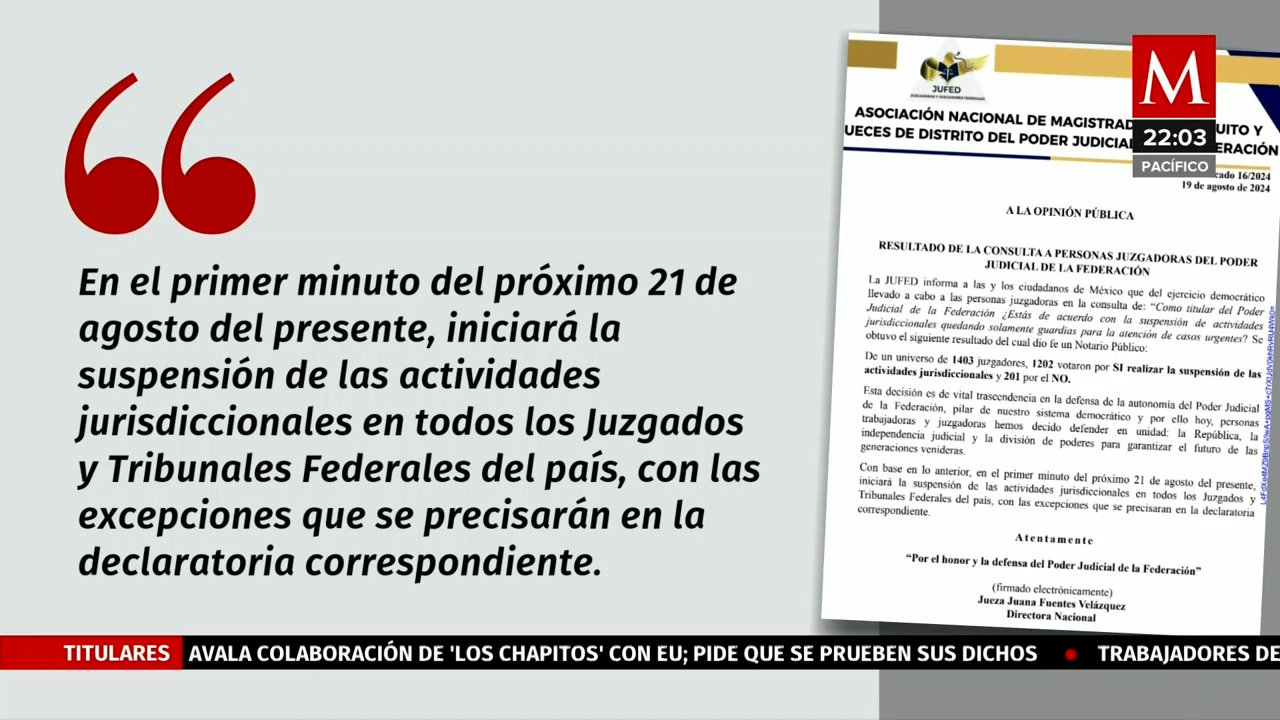 Confirmada la suspensión oficial de labores en el Poder Judicial desde el 21 de agosto