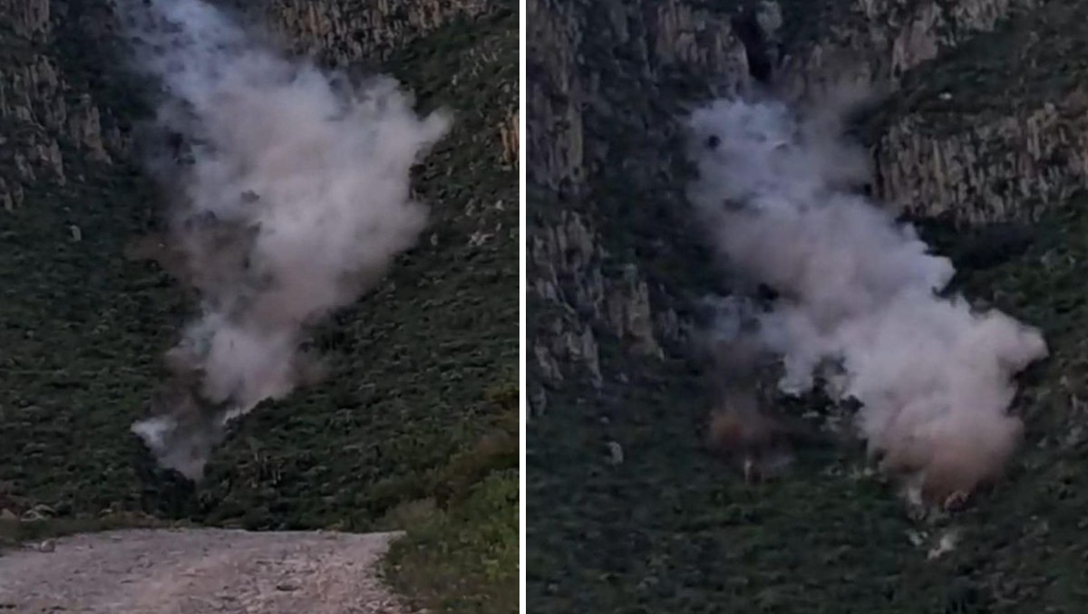El derrumbe en el Cerro Juárez levantó una densa nube de polvo, preocupando a las comunidades cercanas