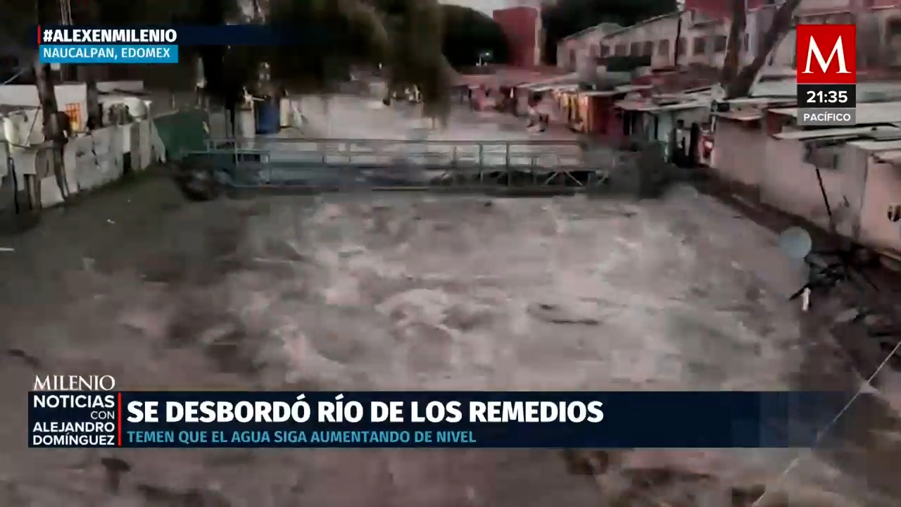 Desbordamiento del río de los Remedios en Naucalpan, Edomex causa daños