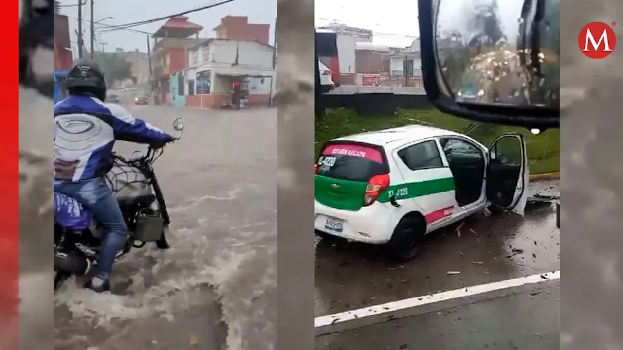 Tormenta en Xalapa deja dos heridos por la caída de un árbol e inundaciones