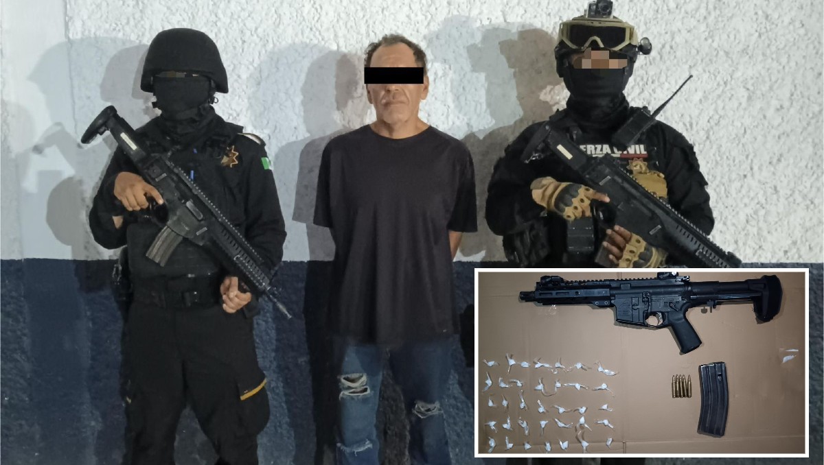 Detienen a hombre con arma y droga en Monterrey. Foto: Especial