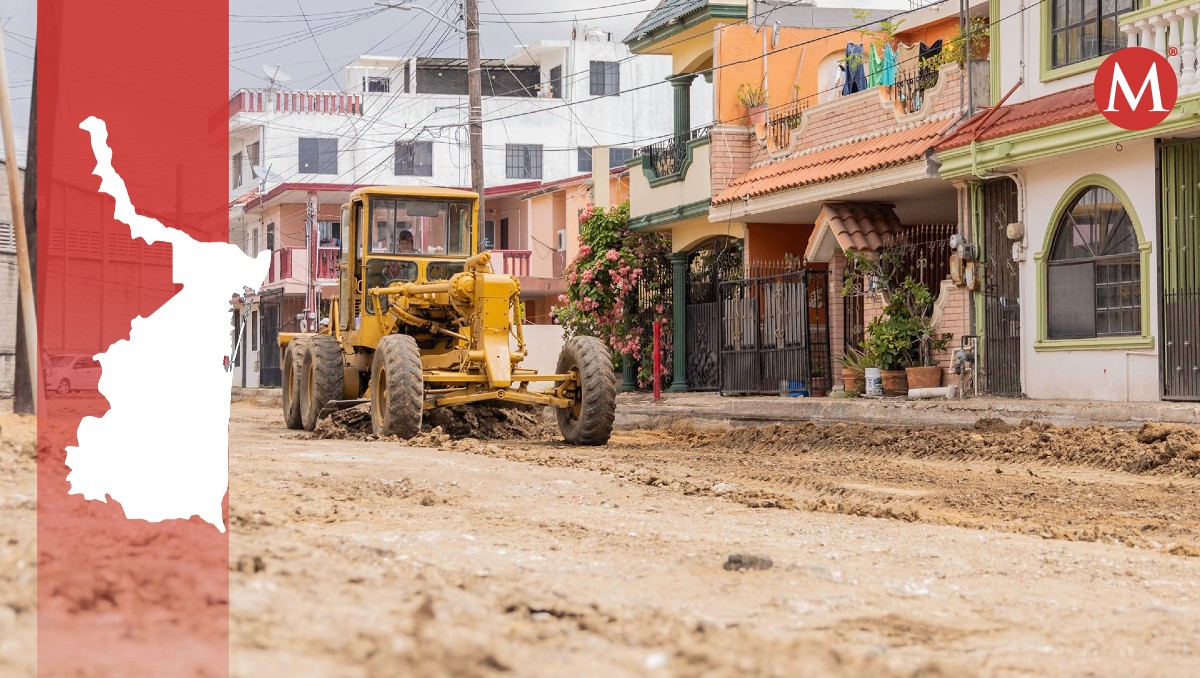 Obra de pavimentación en Ciudad Madero, Tamaulipas.