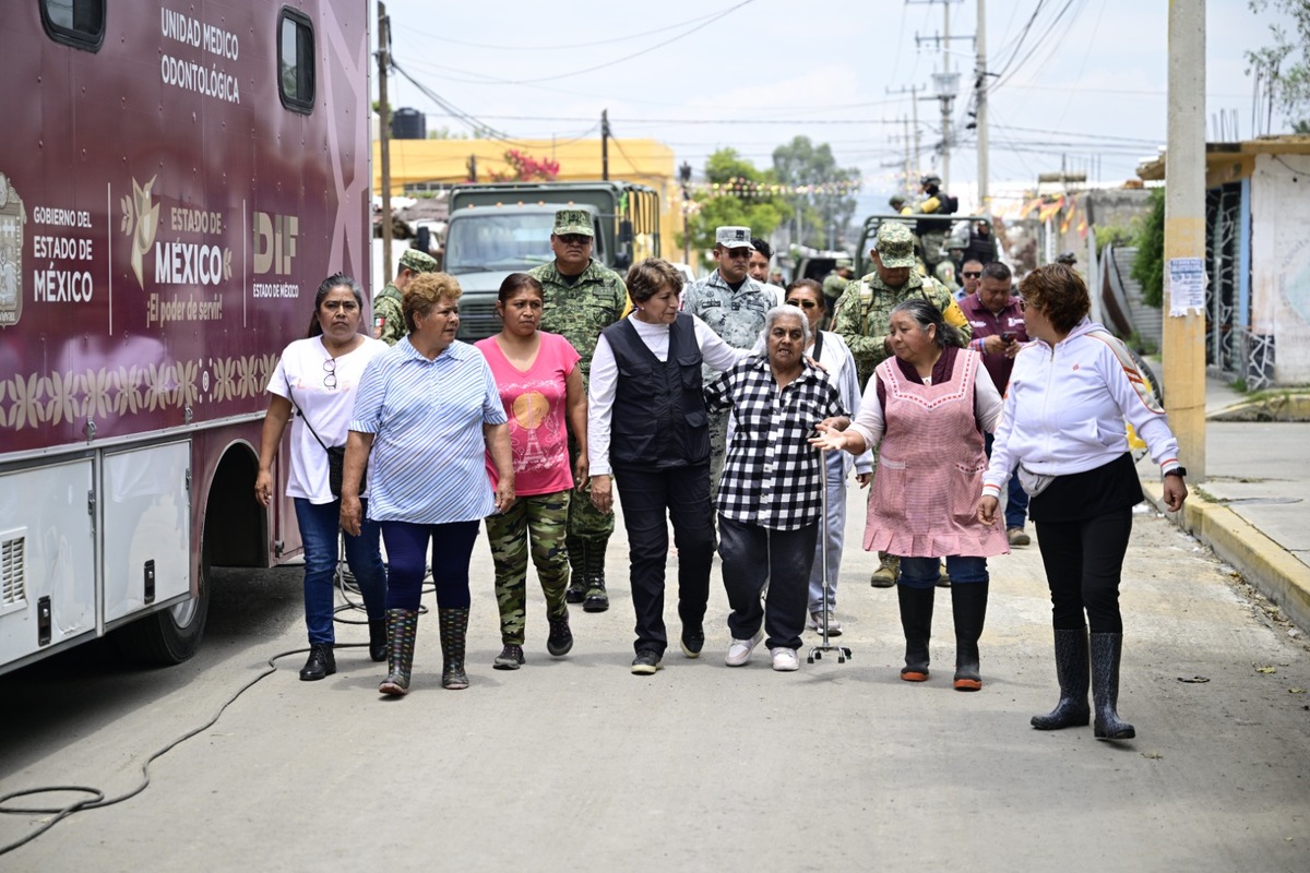 La gobernadora del Estado de México, Delfina Gómez supervisa las obras drenaje en Chalco / Cortesía