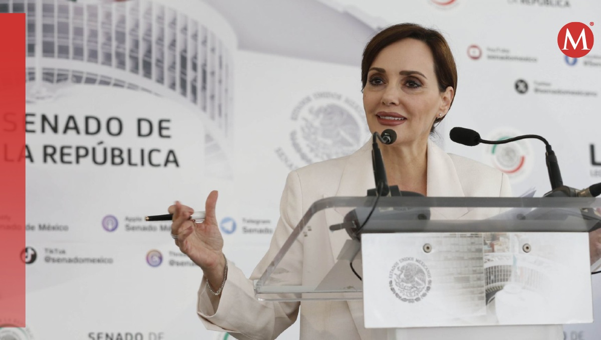 La senadora Lilly Téllez García durante una conferencia de prensa en el Senado. | Cuartoscuro