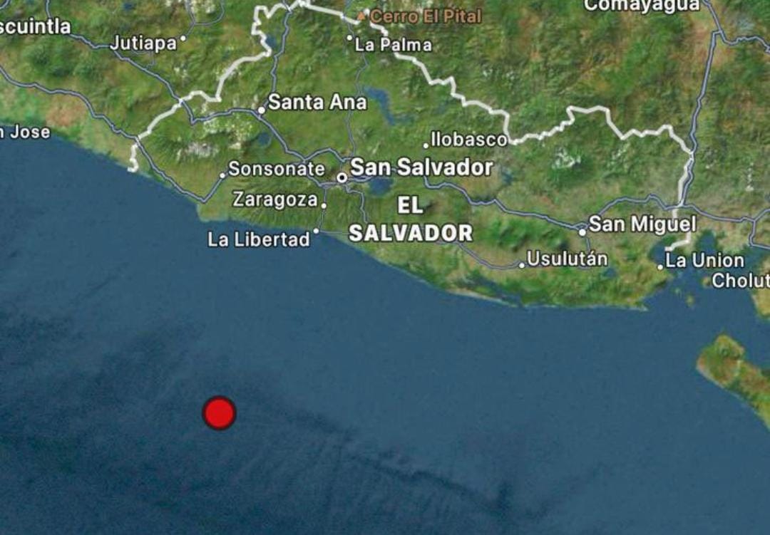 El epicentro fue al sursuroeste de la costa del departamento salvadoreño de La Libertad.