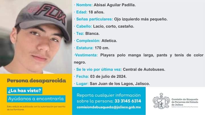 Ficha de búsqueda de Abisai Aguilar Padilla. (Especial)