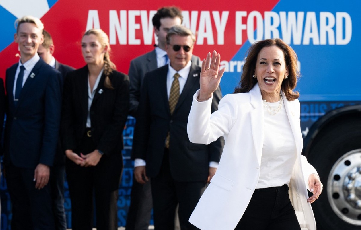 Kamala Harris llegando a evento de campaña en Savannah, Georgia (AFP)