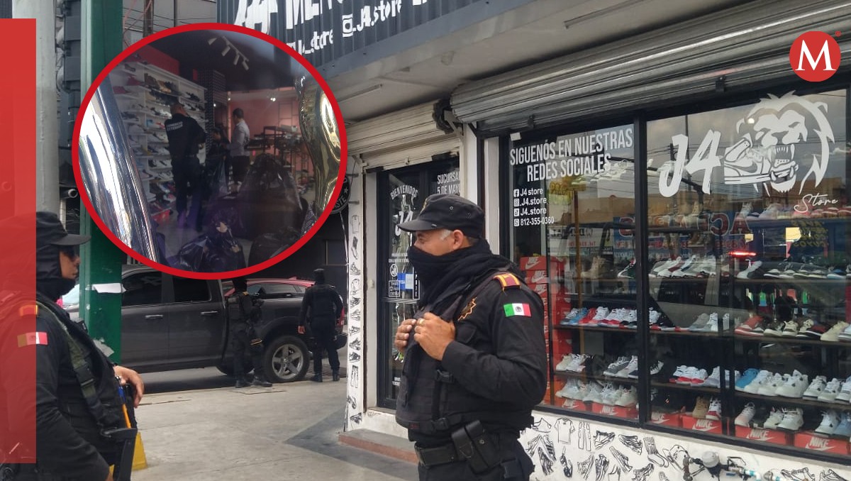 Realizan operativo en tienda de tenis 'pirata' en el centro de Monterrey / Sandra González