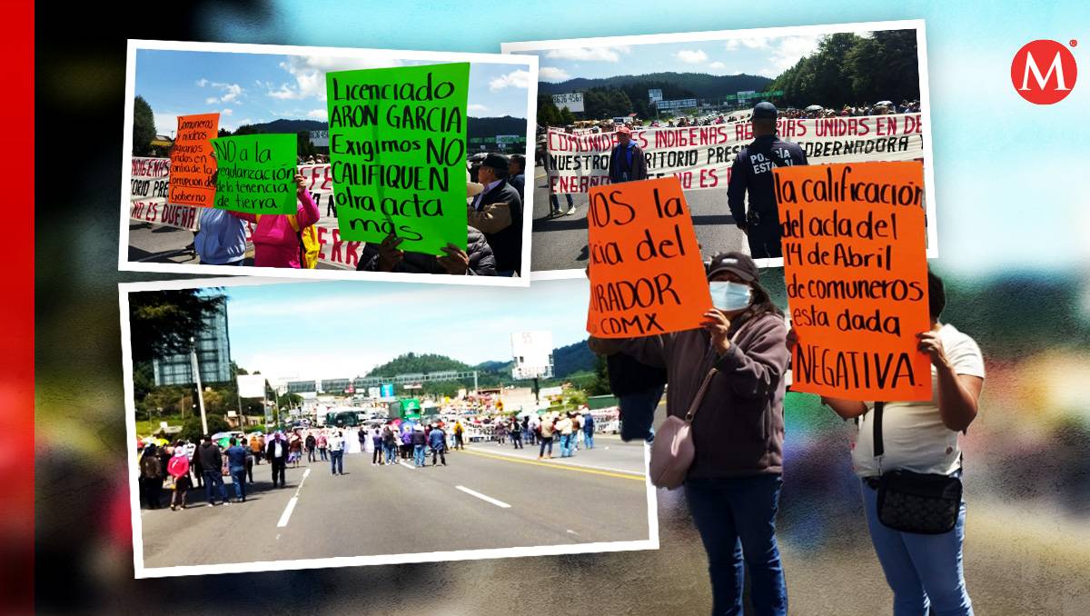 Ejidatarios de San Jerónimo Acazulco exigen el pago de indemnización del Tren Interurbano. Fotos Iván Carmona | Diseño: Milenio