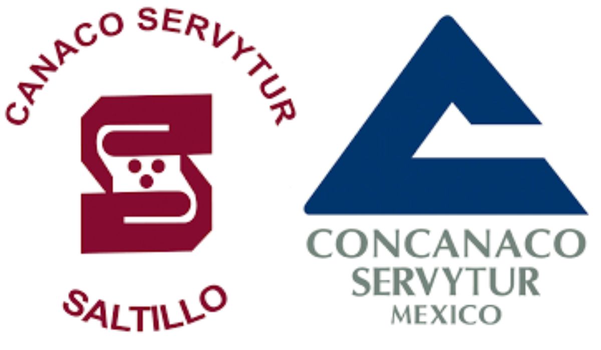 Logos de Canaco Saltillo y Concanaco Servytur, mostrando la asociación y diferencias en opiniones sobre la reforma judicial.