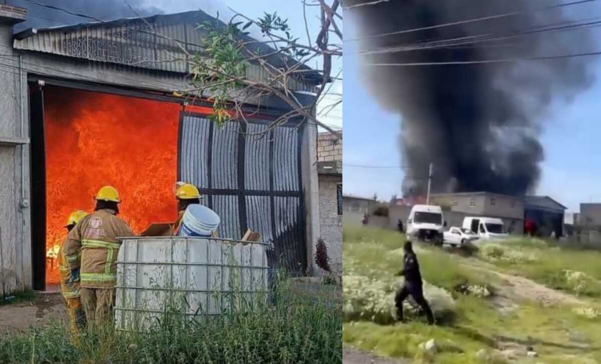 Fabrica de plásticos se incendia en Tepeapulco.