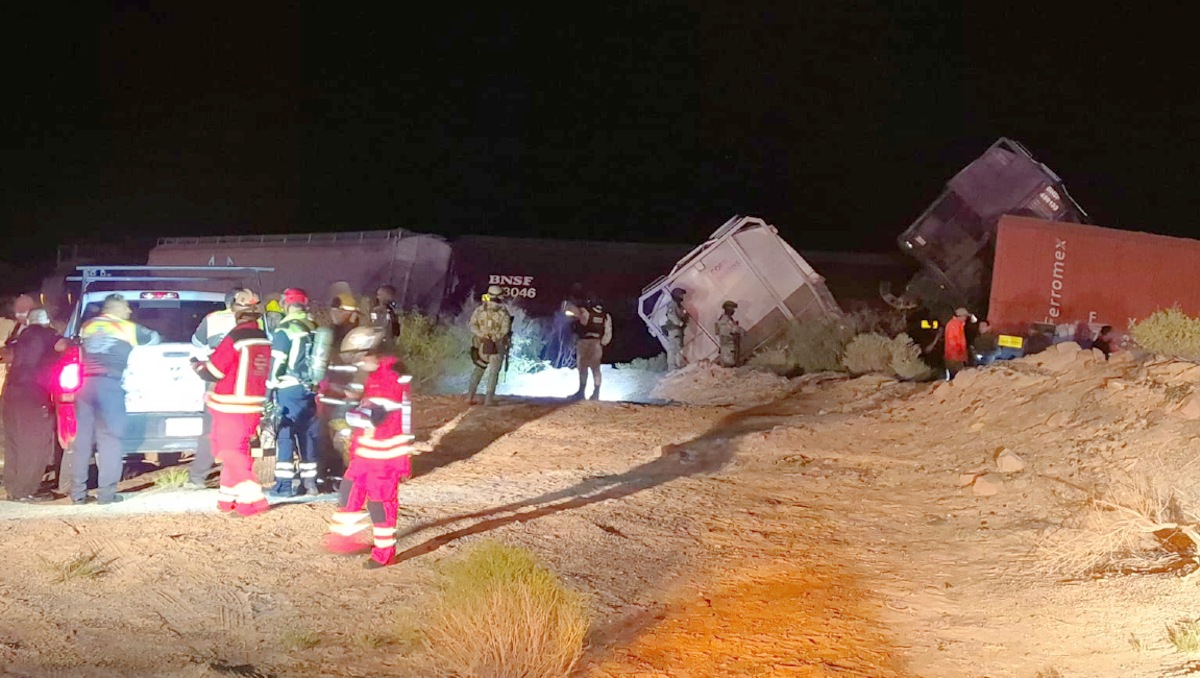 El tren sufrió el accidente en el kilómetro 302 de la carretera Ahumada a Juárez. | Especial