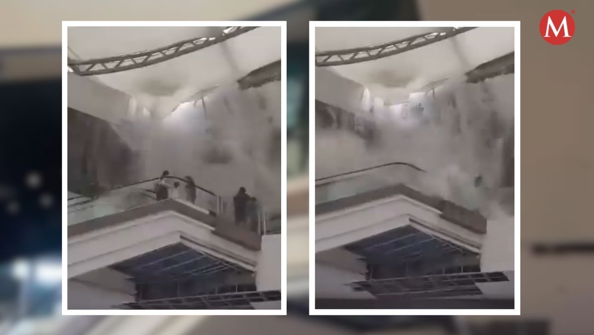 Video del momento en el que techo de vidrio de Plaza Comercial cae en San Pedro | Especial.