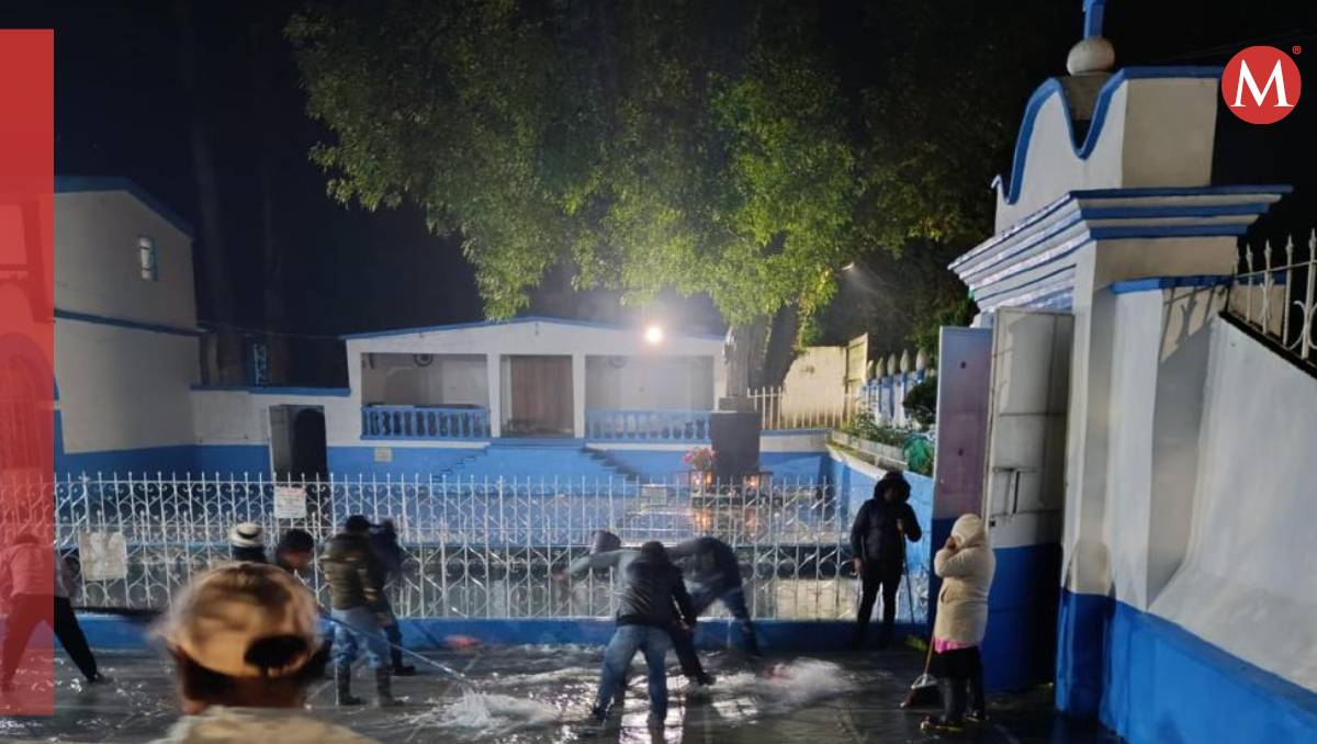 Fuertes lluvias afectaron atrio, jardín y albercas del santuario en santuario de Ojo de Agua en Almoloya de Juárez. Especial