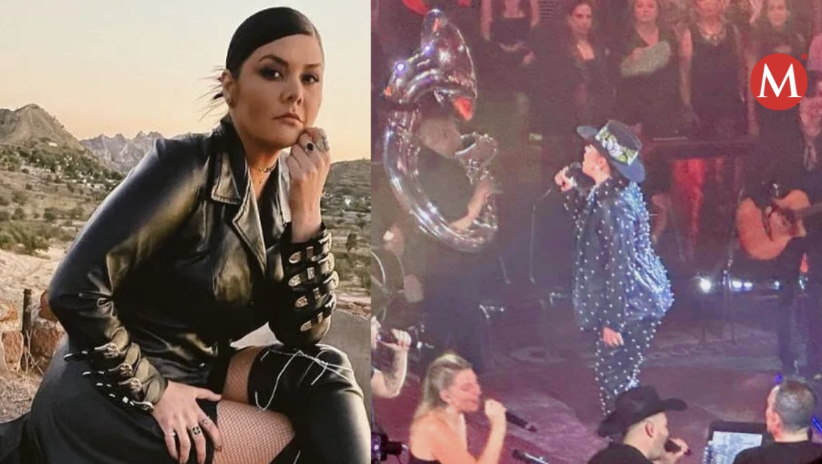 Yuridia usa sombrero hecho por una fan de Tamaulipas en concierto.