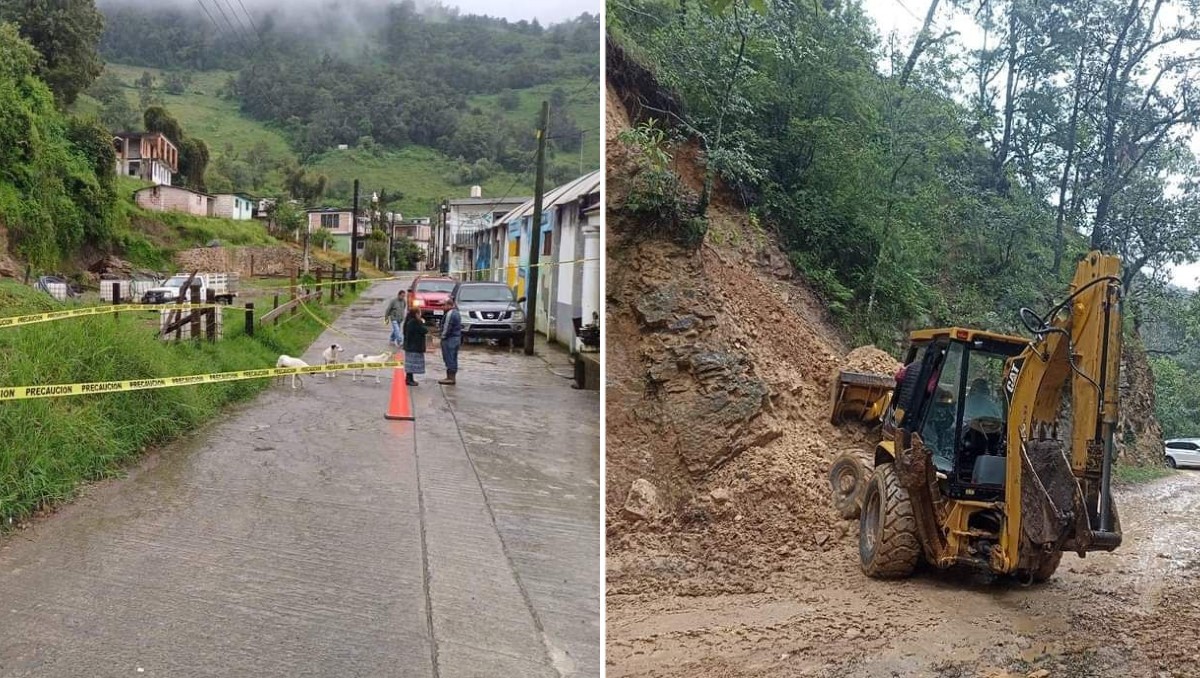 Lluvias intensas afectan carreteras de la Sierra Otomí-Tepehua.