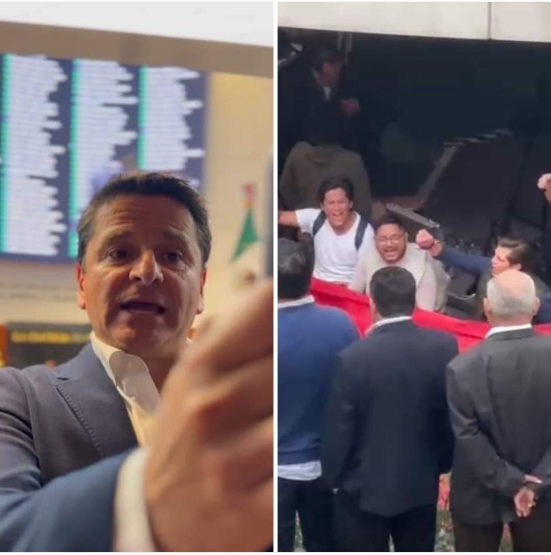 Cuauhtémoc Ochoa, senador de Morena, y las protestas de jóvenes en el Senado. (Cortesía)