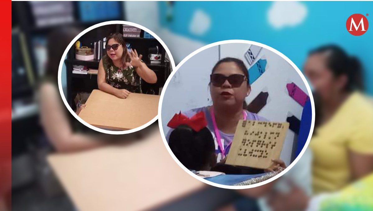 Karla Ortiz, quien también tiene discapacidad visual, se encarga de la educación inicial de los menores