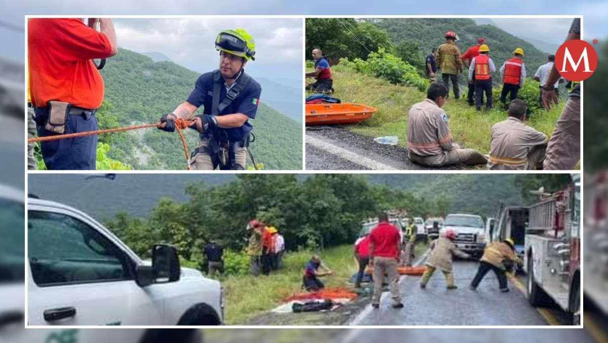 Rescate de trabajador de CFE que cayó a barranco en carretera Victoria-Tula en Tamaulipas