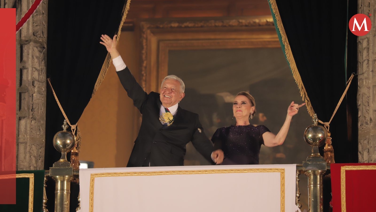 Andres Manuel Lopéz Obrador y Beatriz Gutiérrez Müller en el grito de independencia  | Ariel Ojeda