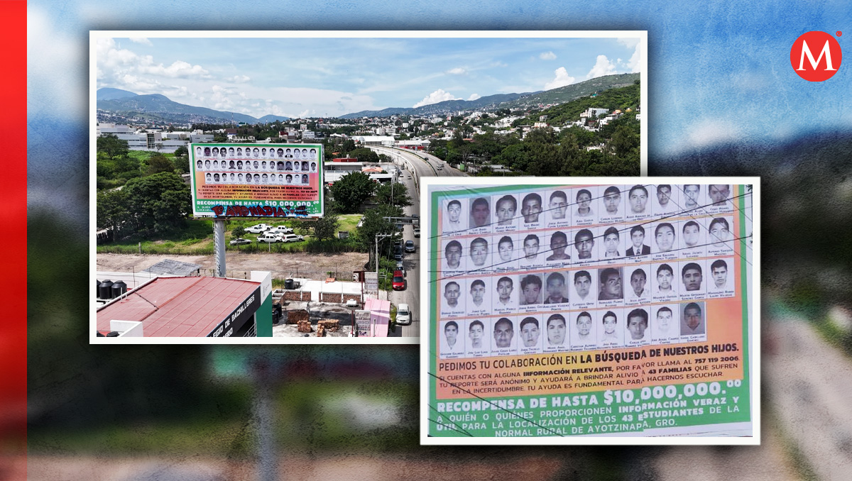 Familiares de normalistas desaparecidos de Ayotzinapa colocaron espectaculares con esperanza de hallar pistas sobre el paradero de los jóvenes