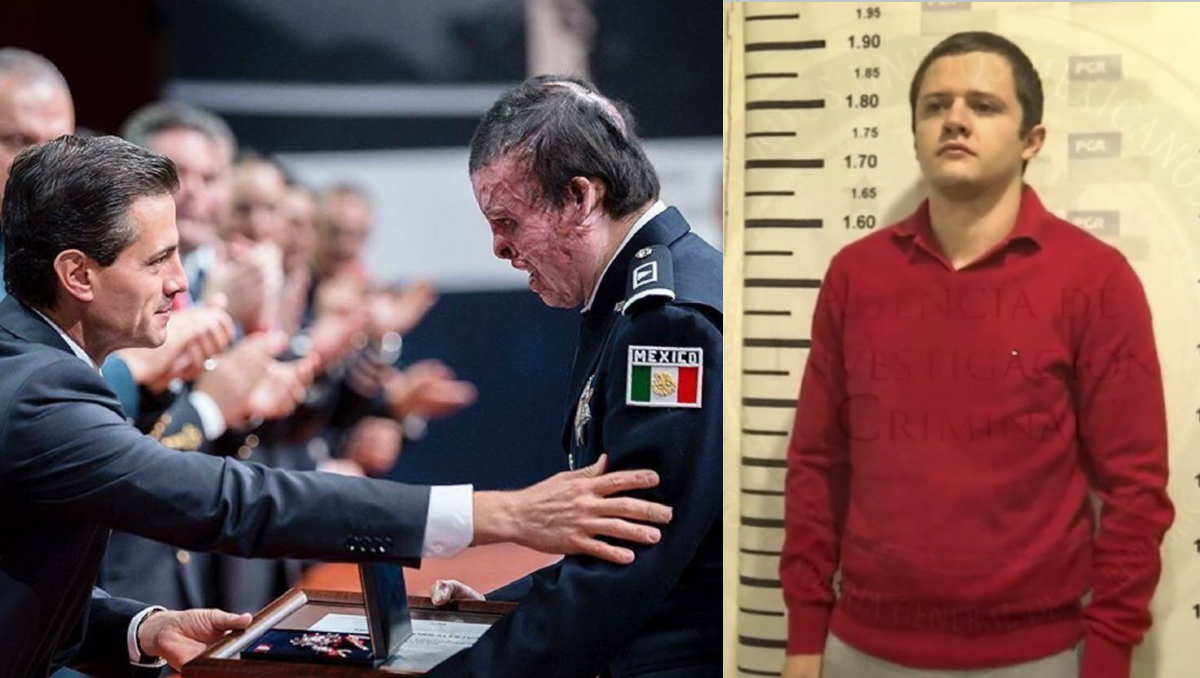 El ex policia federal Iván Morales, junto al ex presidente, Enrique Peña Nieto. Rubén Oseguera, también conocido como "El Menchito". | Especial