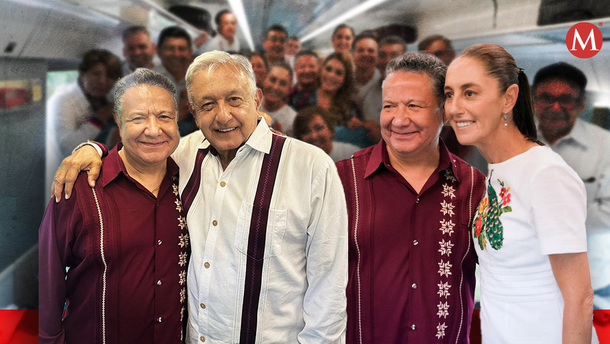 Julio Menchaca acompañó al presidente AMLO y a la presidenta electa Claudia Sheinbaum al Tren Maya. (Cortesía)
