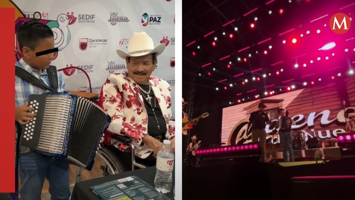 El niño acompañó a la banda en la Feria de Zacatecas | Capturas