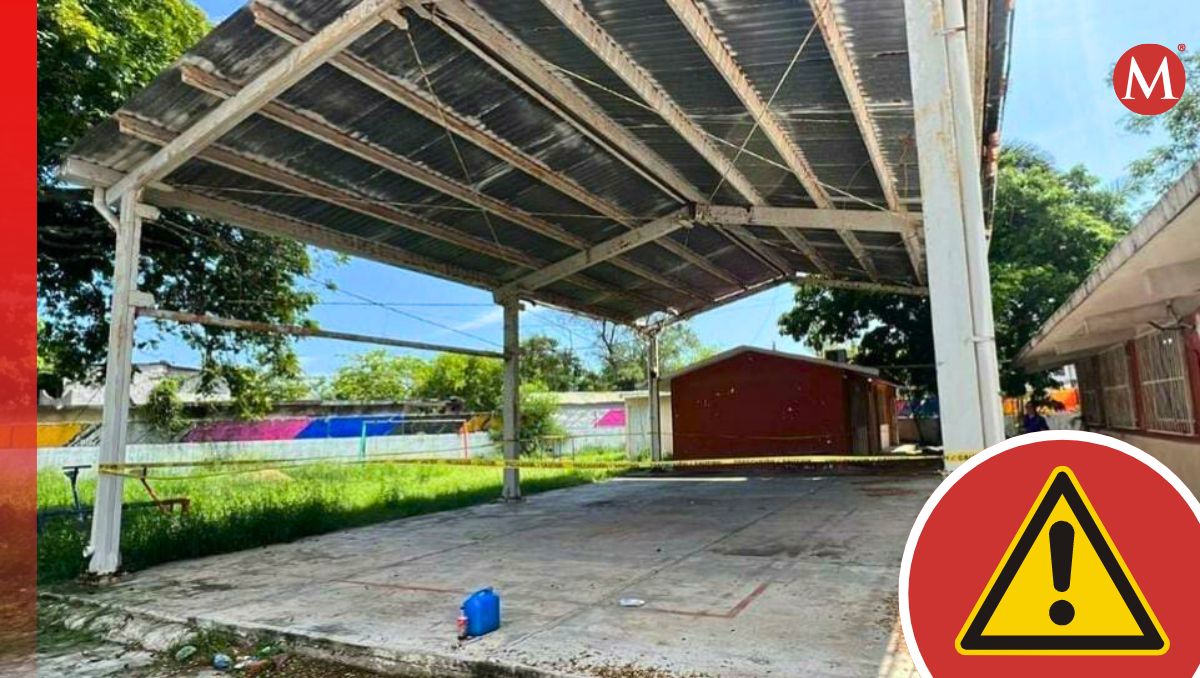 Maestros del jardín de niños ya han delimitado el área por seguridad de los niños. (Pablo Reyes)