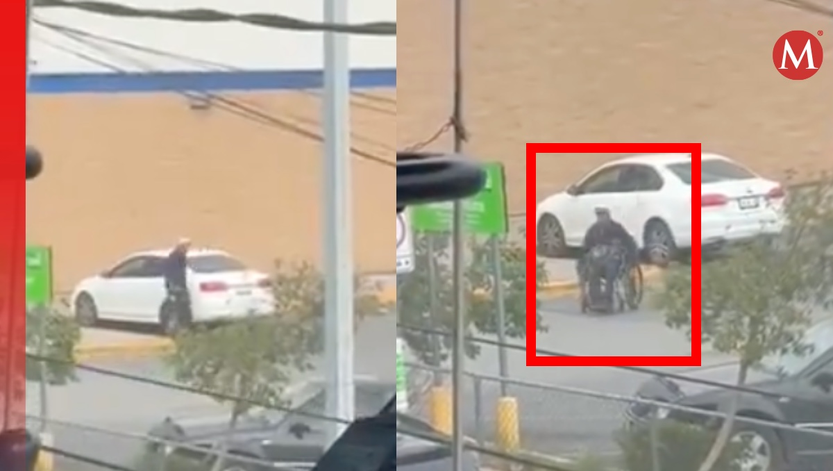 Hombre finge usar silla de ruedas. | ESPECIAL