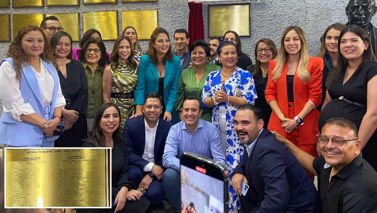 Develan placa de la Legislatura 76 con dos gobernadores de NL. Foto: Especial