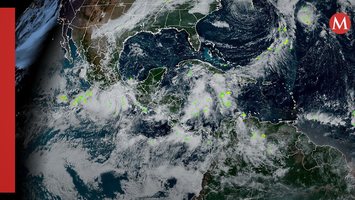Así es como se ven John y el potencial ciclón tropical nueve alrededor de las costas de México | Imagen: NOAA