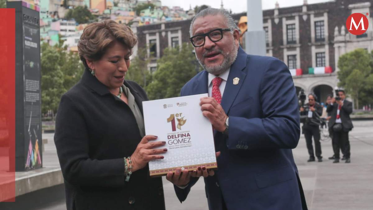 Delfina Gómez Álvarez gobernadora del Estado de México y Horacio Duarte, secretario de gobernación. Foto: Tania Contreras