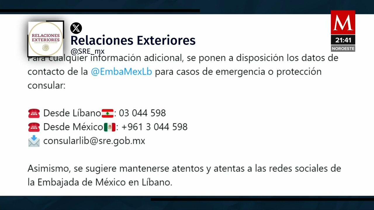 Estados Unidos y México piden a ciudadanos abandonar Líbano por conflicto