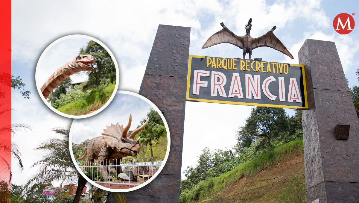 Parque Recreativo Francia: Cuenta con 14 dinosaurios en Puebla | Yanahui Flores/ Diseño Margarita Salmorán