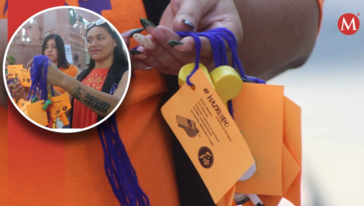 Regalan silbatos en Tampico para denunciar acoso. (Sergio Sánchez)