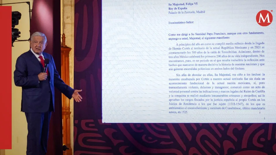 AMLO respalda dichos de Sheinbaum sobre España y lee carta que envió
