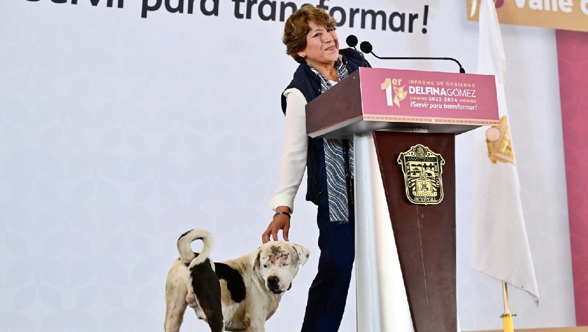 Delfina Gómez en el informe de gobierno regional en Valle de Chalco. Foto: (Especial)