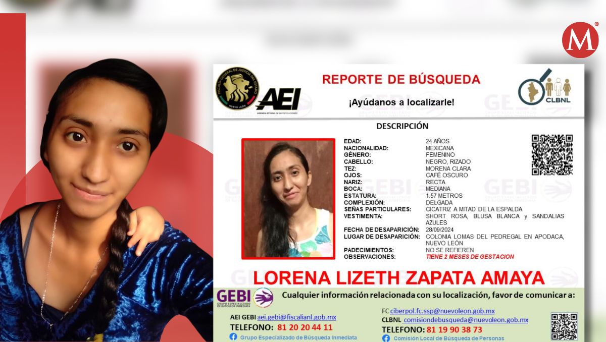 Lorena Lizeth Zapata Amaya desapareció el pasado 28 de septiembre en Apodaca | Especial.