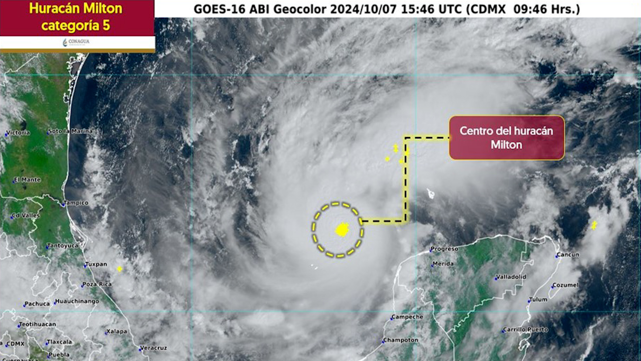 Huracán 'Milton' se intensifica a categoría 5; se prevé que toque tierra en Yucatán