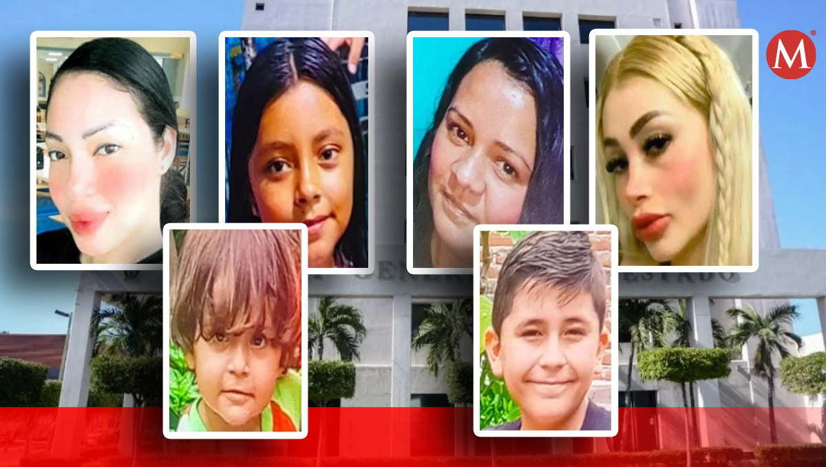 La FGE de Sinaloa emitió fichas de búsqueda por la desaparición de los cuatro integrantes de una familia y dos mujeres (Diseño: Milenio)