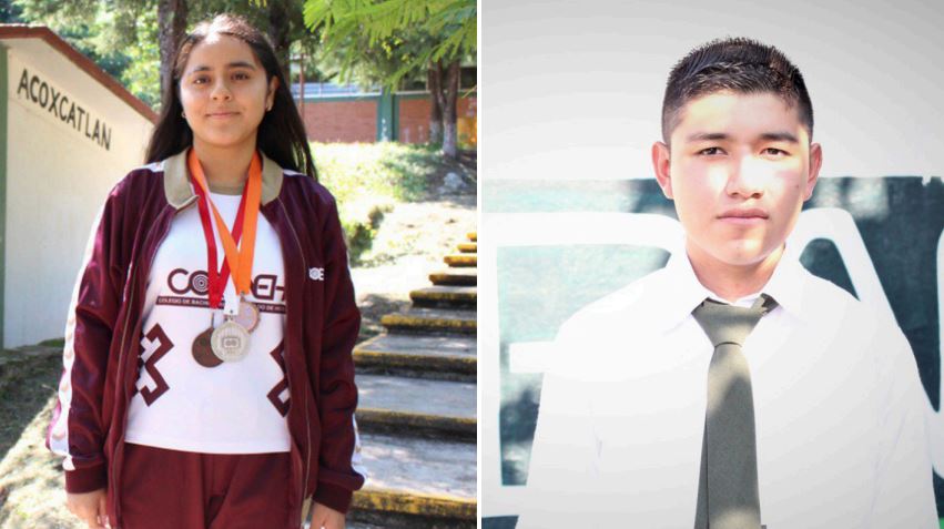 Janis Hernández y Gregorio Francisco Miranda, estudiantes hidalguenses. (Cortesía)