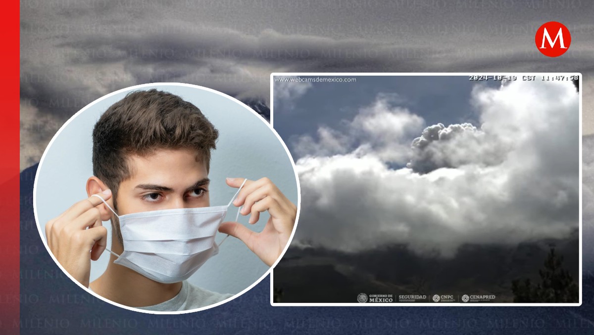 Se recomienda usar cubrebocas ante la caída de ceniza por el volcán Popocatepetl. Foto: (Especial)