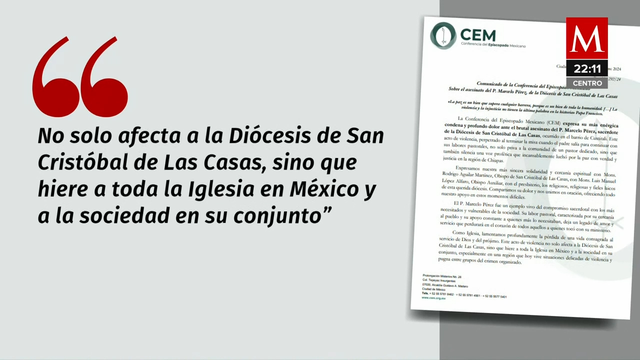El episcopado condena el asesinato del padre Marcelo Pérez y denuncia la violencia en Chiapas